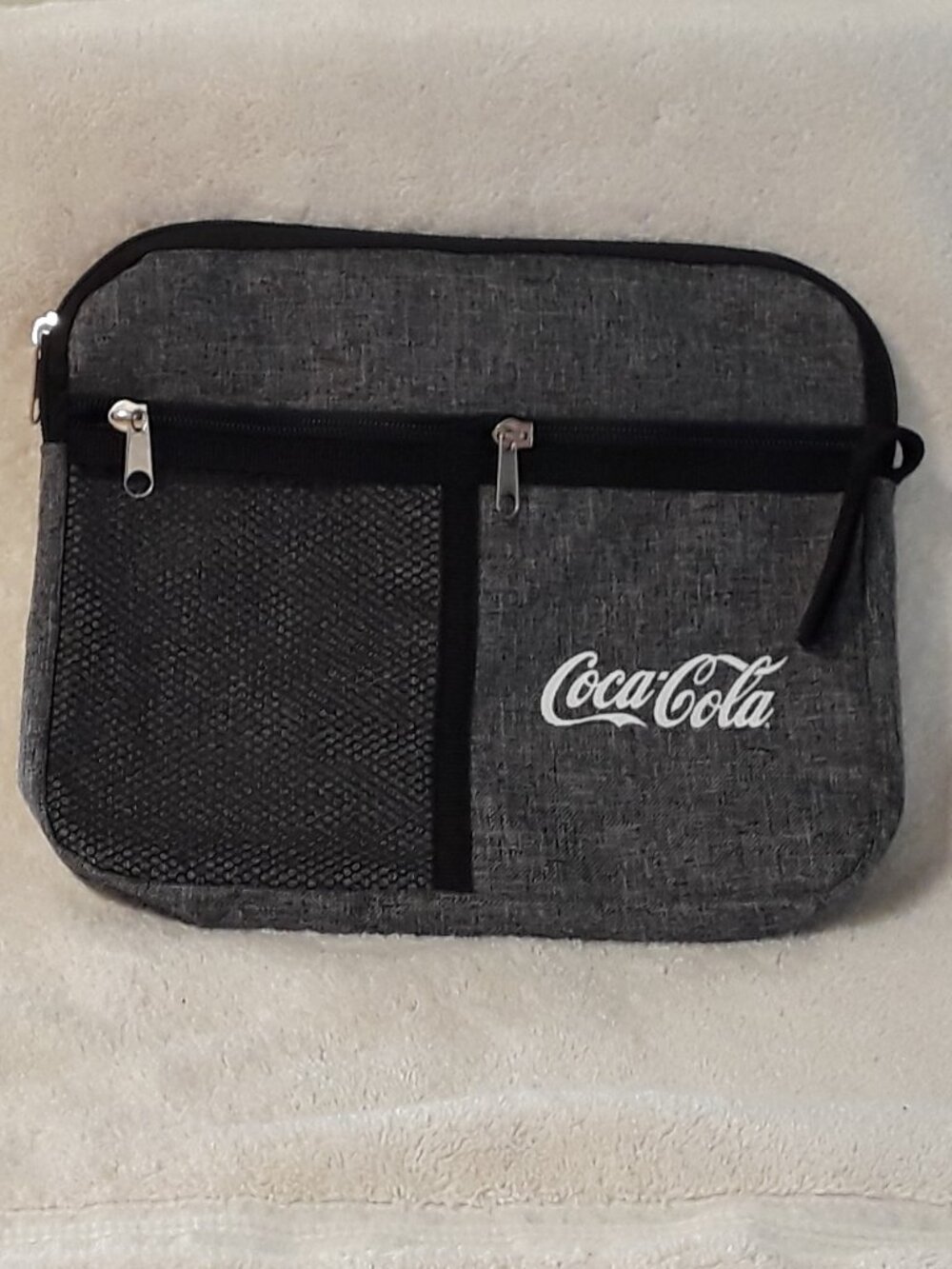 Coca-Cola Gray Travel Organizer Toiletry Bag-Zipper with Mesh Pocket Pouch